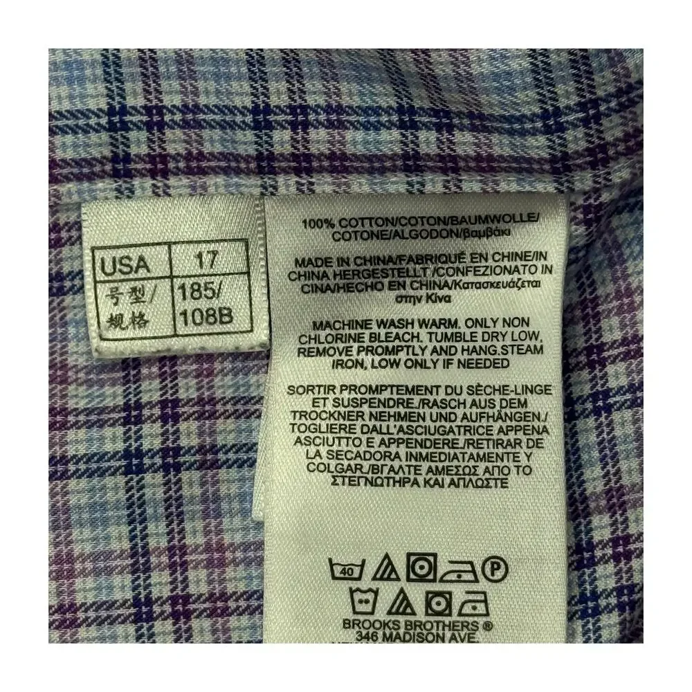 Brooks Brothers 1818 Regent Non-Iron Plaid Dress Shirt 17-2/3 - Picture 10 of 14